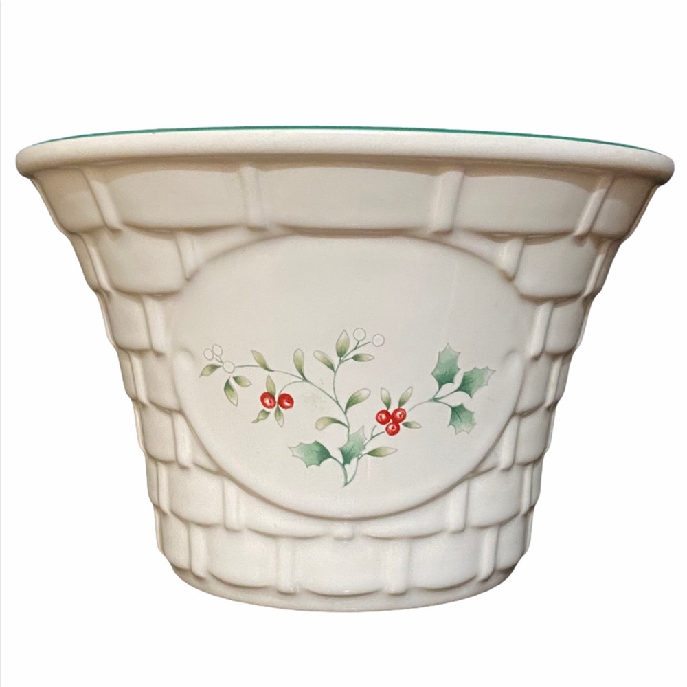 Vintage PFALTZGRAFF Winterberry Vase Planter Floral Ceramic Basket USA Sz 7X4”